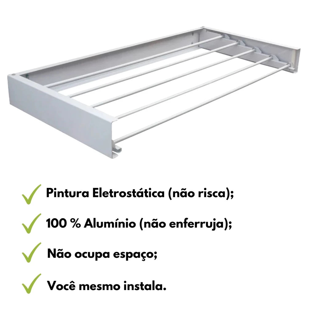 Varal Mágico Retrátil de Parede Dobrável