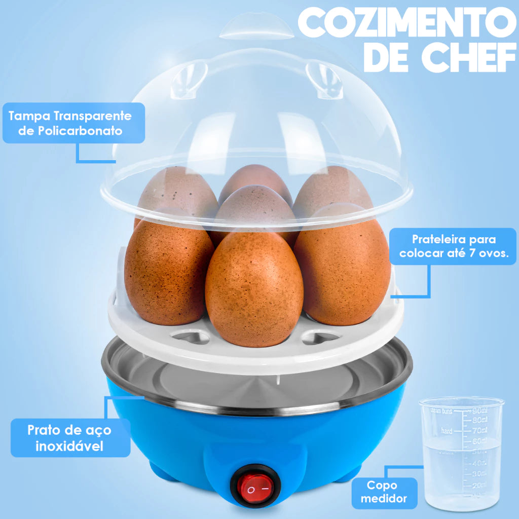 Cozedor Elétrico a Vapor Multifuncional 3 em 1 - Cozinhe Ovos, Legumes, Milho - 110v/220v