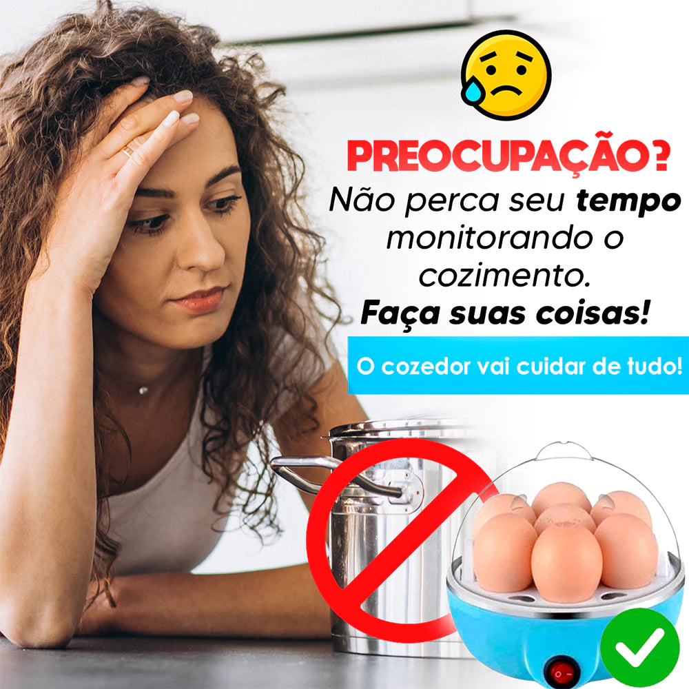 Cozedor Elétrico a Vapor Multifuncional 3 em 1 - Cozinhe Ovos, Legumes, Milho - 110v/220v
