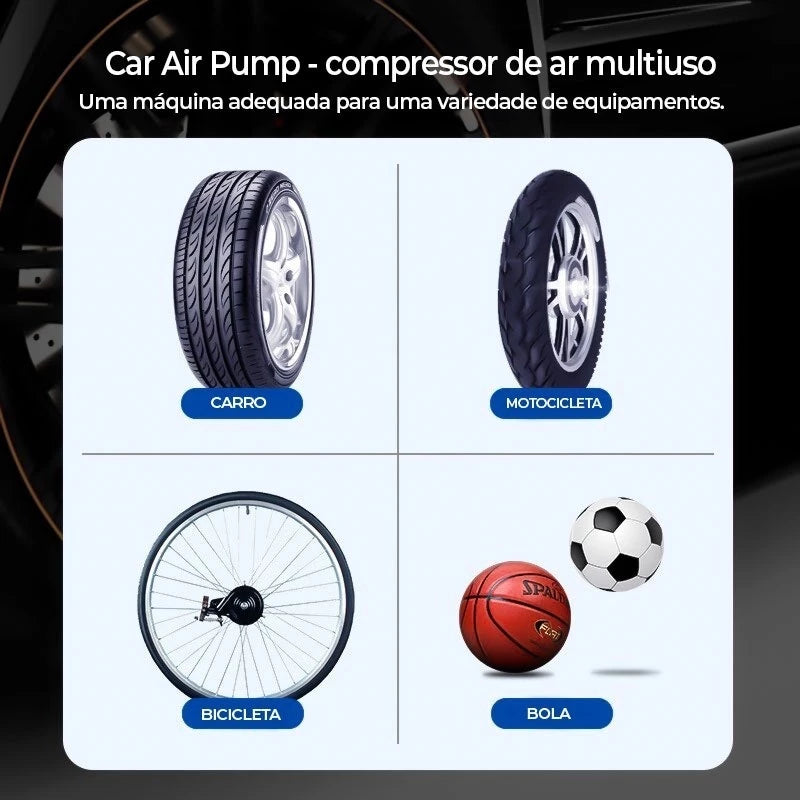 Mini Compressor de Ar Portátil Bomba De Encher Pneu Compressor Pneu Carro Recarregável Digital