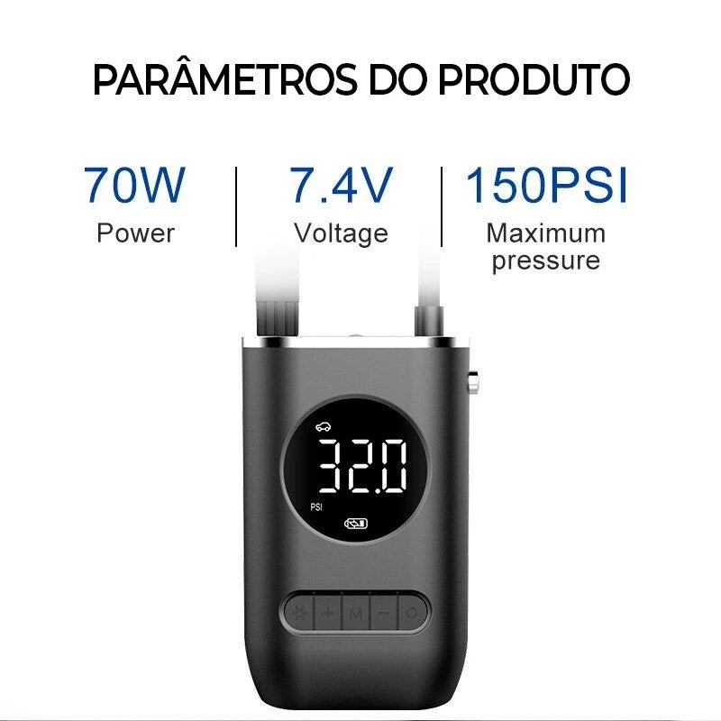 Mini Compressor de Ar Portátil Bomba De Encher Pneu Compressor Pneu Carro Recarregável Digital
