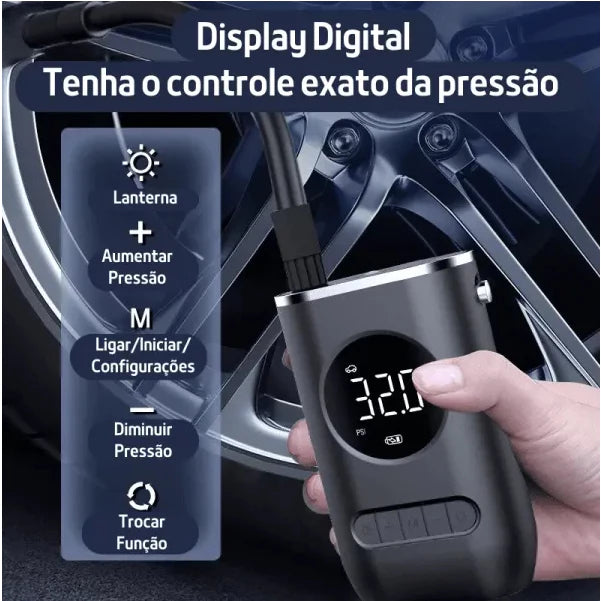 Mini Compressor de Ar Portátil Bomba De Encher Pneu Compressor Pneu Carro Recarregável Digital