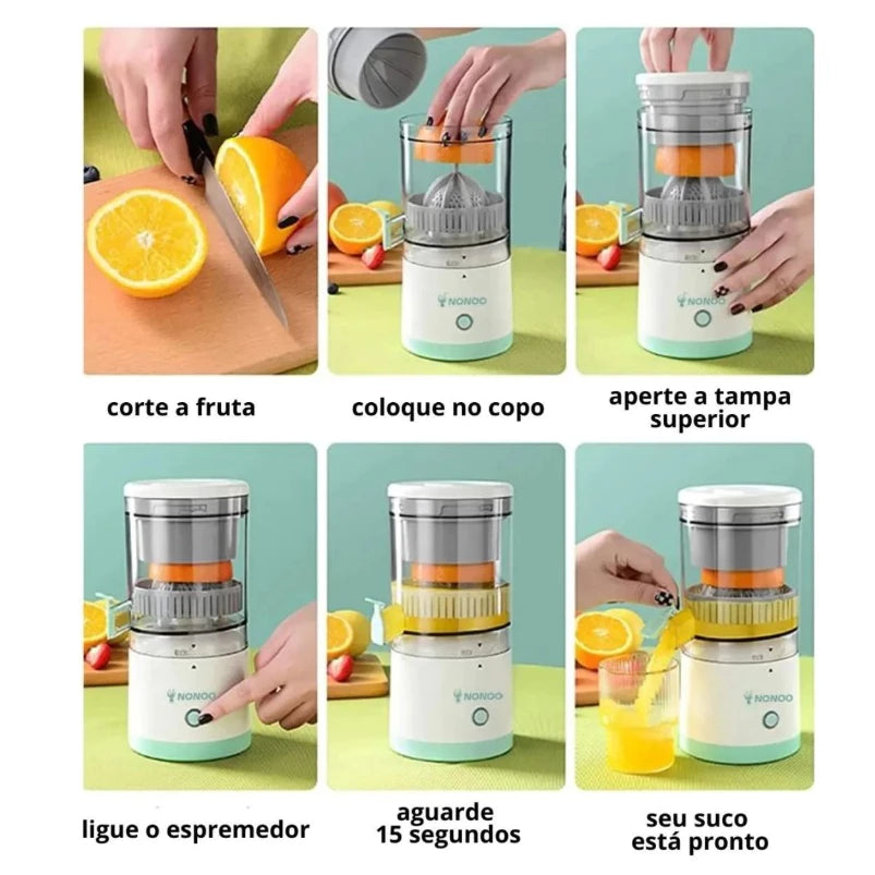 Espremedor Elétrico Laranja Limão Frutas Fazer Sucos Recarregável usb