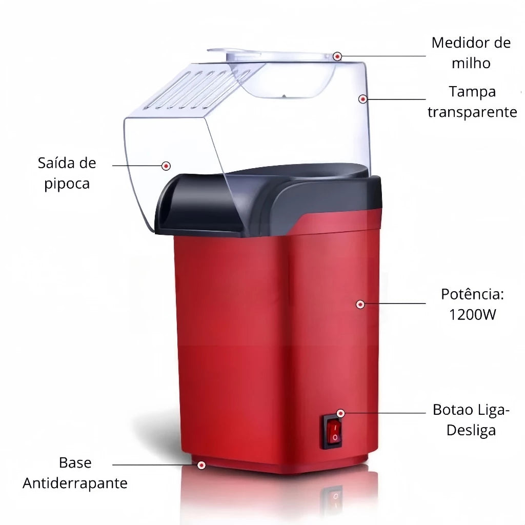 Pipoqueira Elétrica Ar Quente Máquina Fazer Pipoca Sem Óleo Bivolt