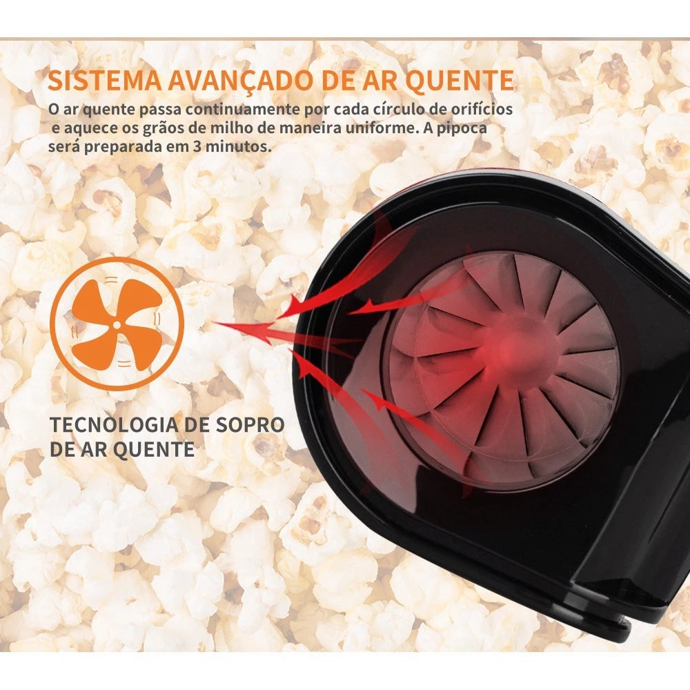 Pipoqueira Elétrica Ar Quente Máquina Fazer Pipoca Sem Óleo Bivolt