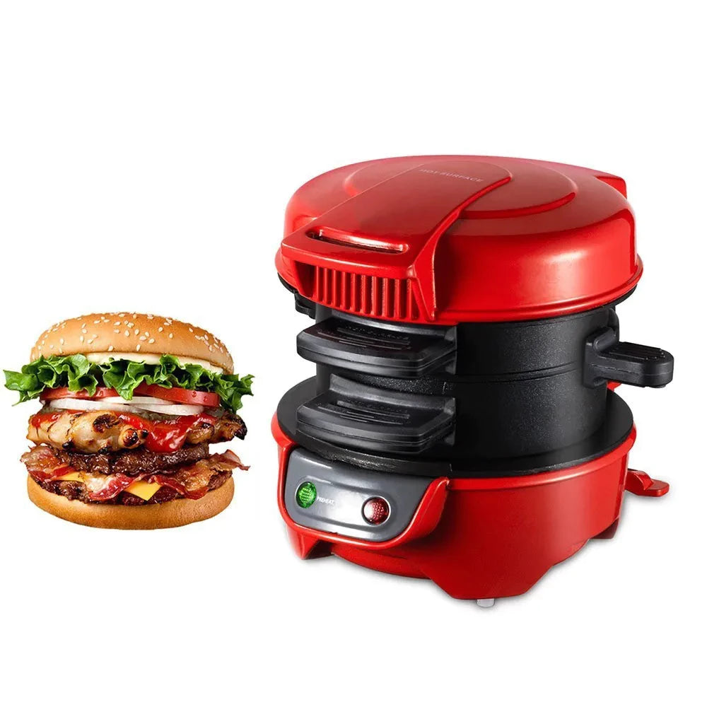 Maquina de Hambúrguer Sanduicheira 110v/220v Antiaderente Prensa Café da Manhã 1400W