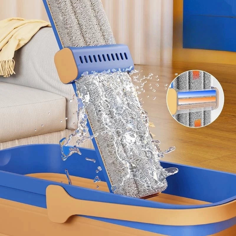 KIT Esfregão - Limpa SEM ENXÁGUE (Seco/Úmido) + Balde Dobrável com Raspador (Absorve Tudo!) - Kit com 09 Itens