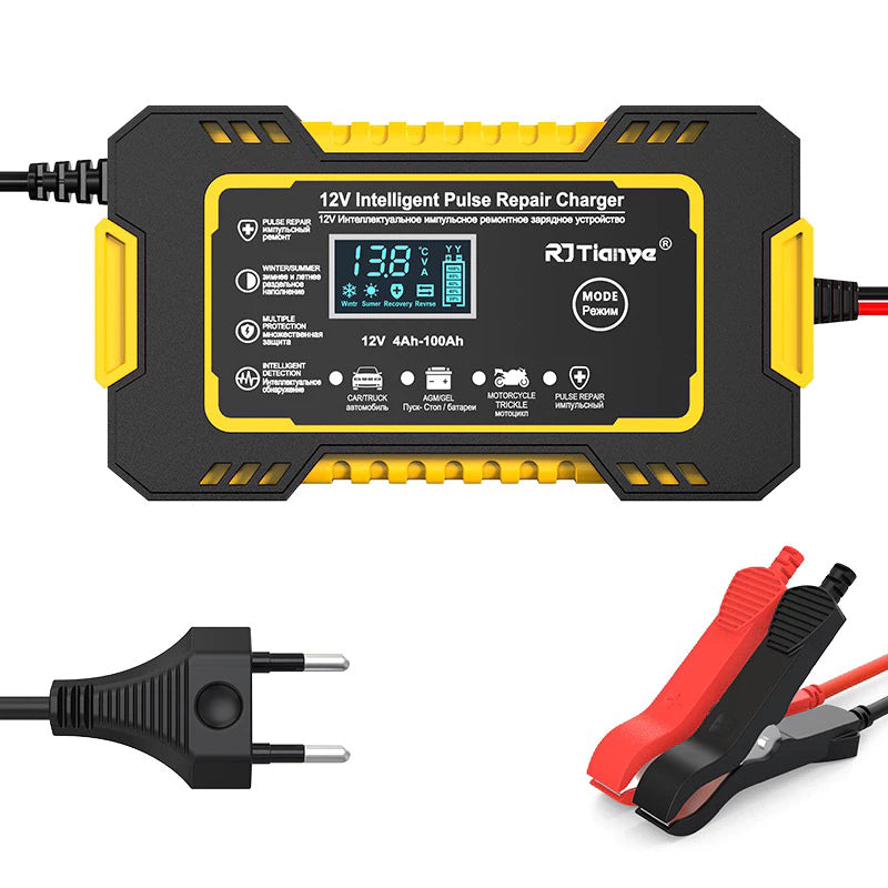 Carregador de bateria automotivo inteligente 12 V Display Digital Automático Carro Pickup Jet Ski