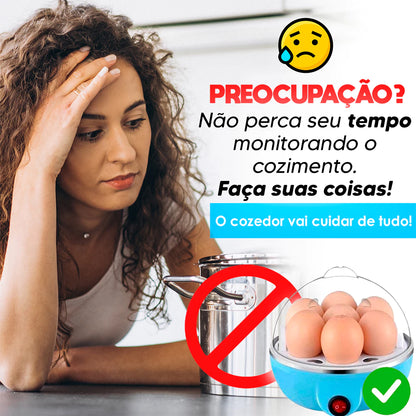 Cozedor Elétrico a Vapor Multifuncional 3 em 1 - Cozinhe Ovos, Legumes, Milho - 110v/220v