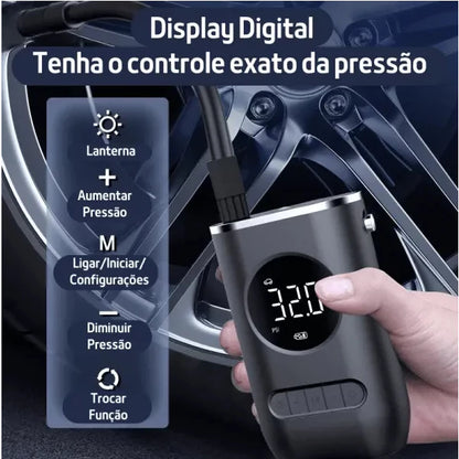 Mini Compressor de Ar Portátil Bomba De Encher Pneu Compressor Pneu Carro Recarregável Digital