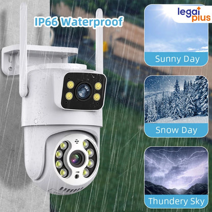 Câmera De Segurança Lente Dupla ICSEE IP66 Wi-Fi 360° Sensor Movimento Visão Noturna 2 em 1 Fixa + Giratória
