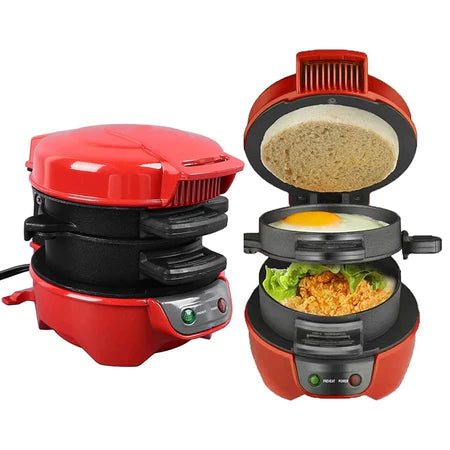 Maquina de Hambúrguer Sanduicheira 110v/220v Antiaderente Prensa Café da Manhã 1400W