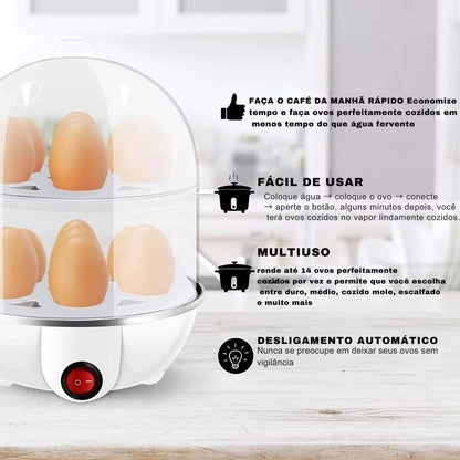 Cozedor Elétrico a Vapor Multifuncional 3 em 1 - Cozinhe Ovos, Legumes, Milho - 110v/220v